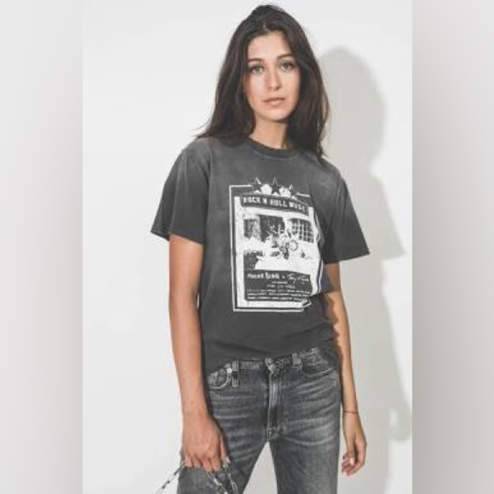 Anine Bing Charcoal Rock Graphic Tee